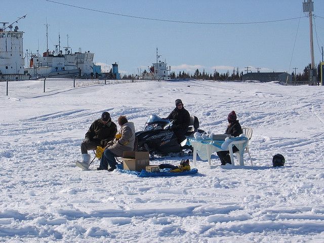 relevant ice fishing scene
